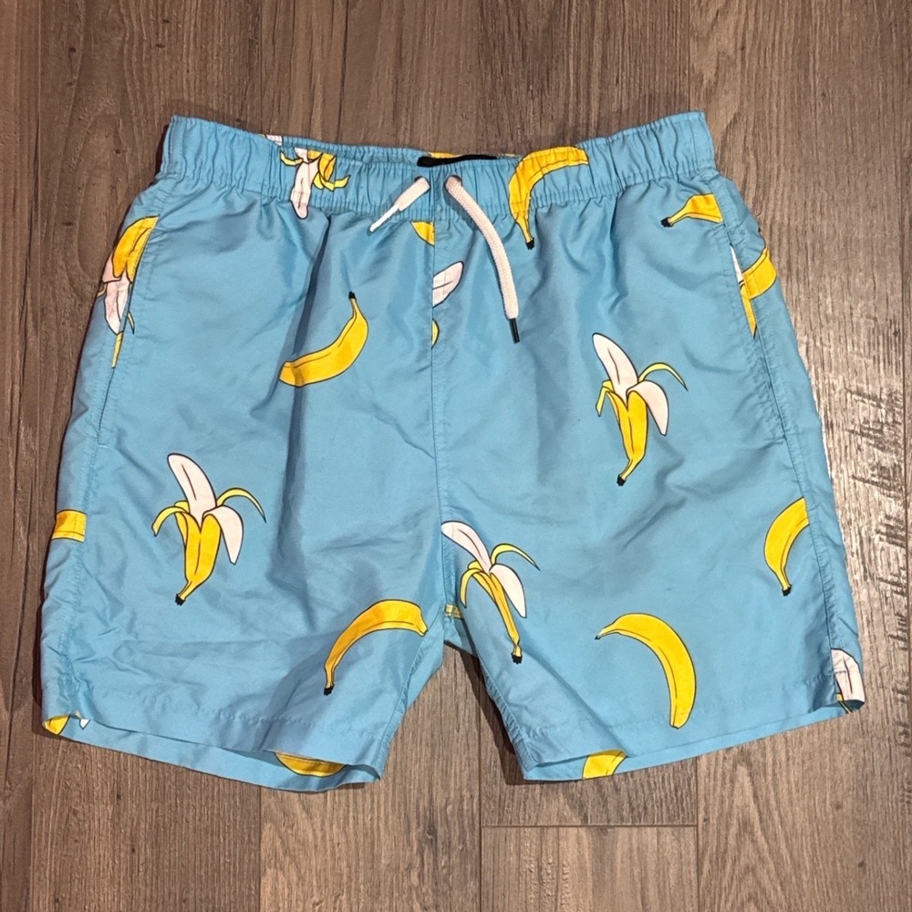 Town Team Boys Blue Banana Print Swim Trunksā Size 16 Microfiber Mesh Lined